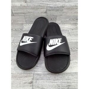 Nike Slides Mens Size 12 Black White Logo Comfort Beach Pool Sandals‎